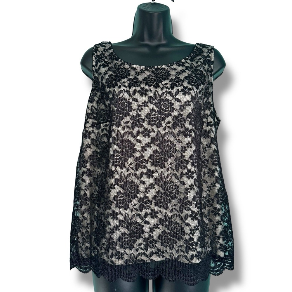 VTG Perceptions Whimsigoth Lace Tank Top 90s Dark Romantic Witchy Y2K Fairycore